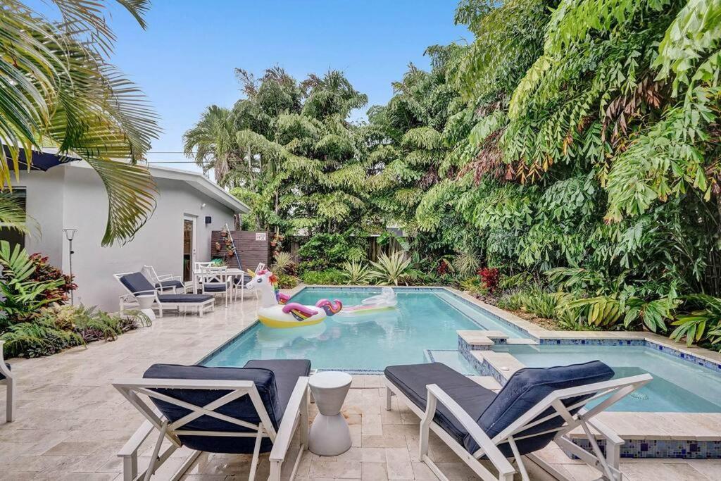 Stylish Tropical Oasis Hot Tub Pool Bbq Villa Fort Lauderdale Eksteriør billede